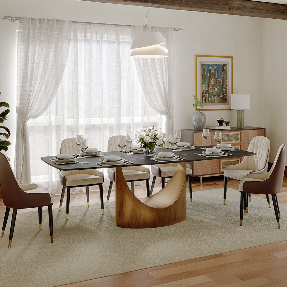 Hobart Extendable Glossy Sintered Stone Rectangular Dining Table - Exclusivia