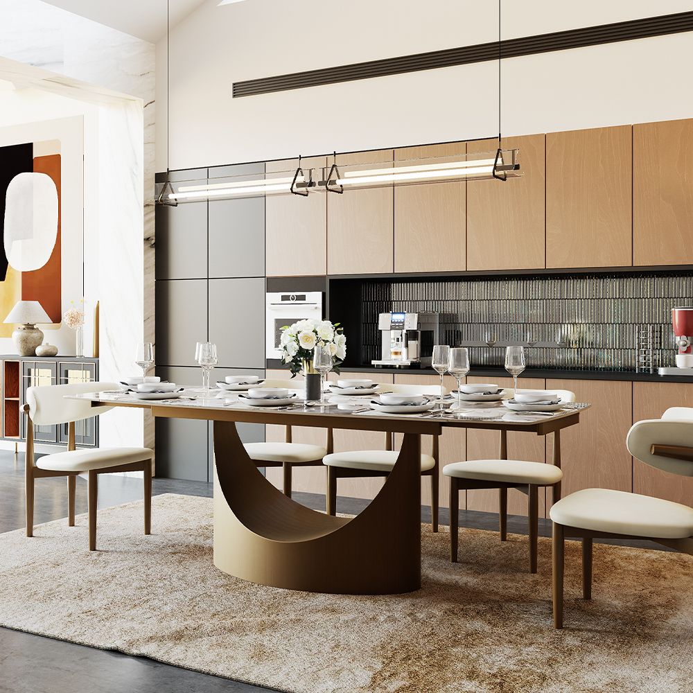 Hobart Extendable Glossy Sintered Stone Rectangular Dining Table - Exclusivia