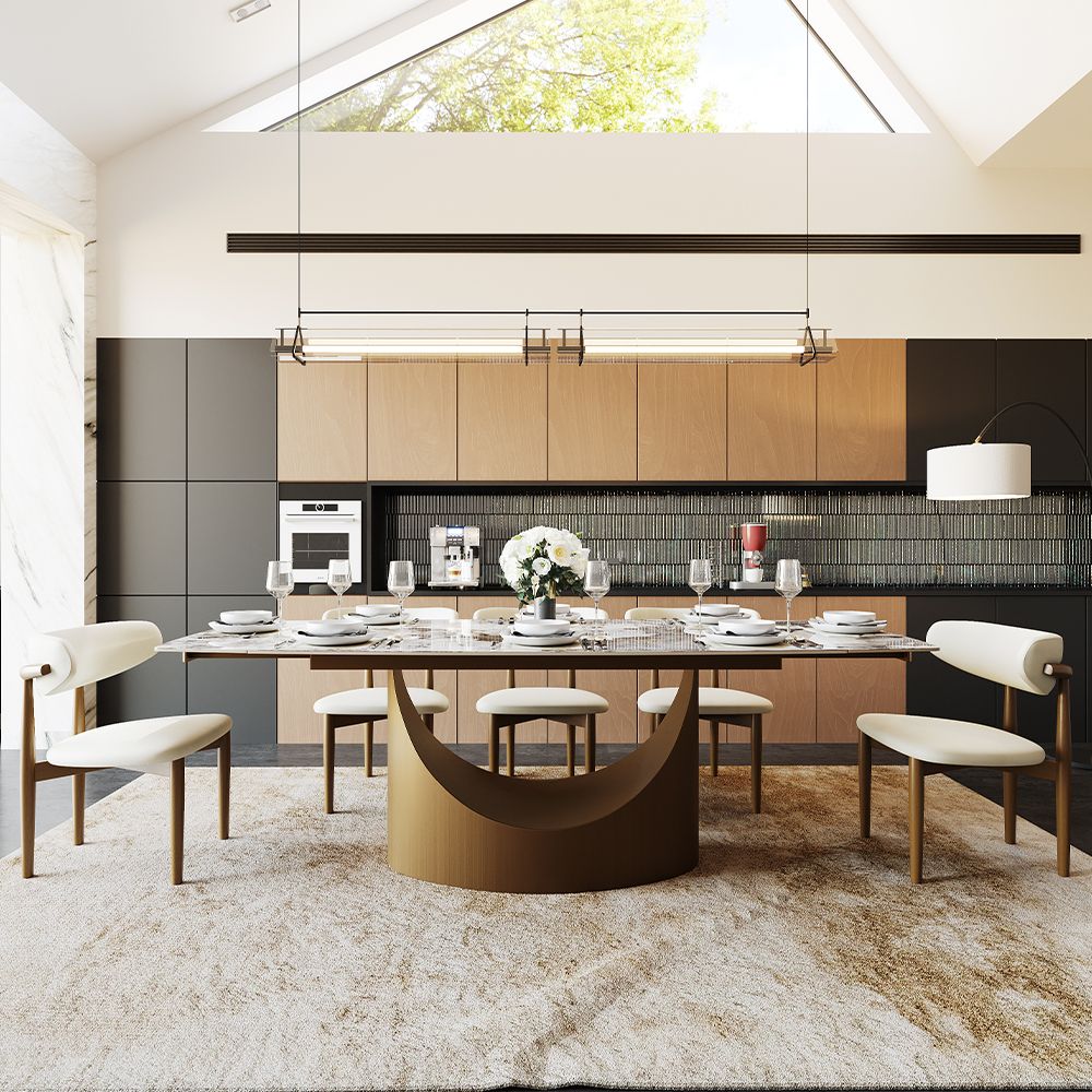 Hobart Extendable Glossy Sintered Stone Rectangular Dining Table - Exclusivia