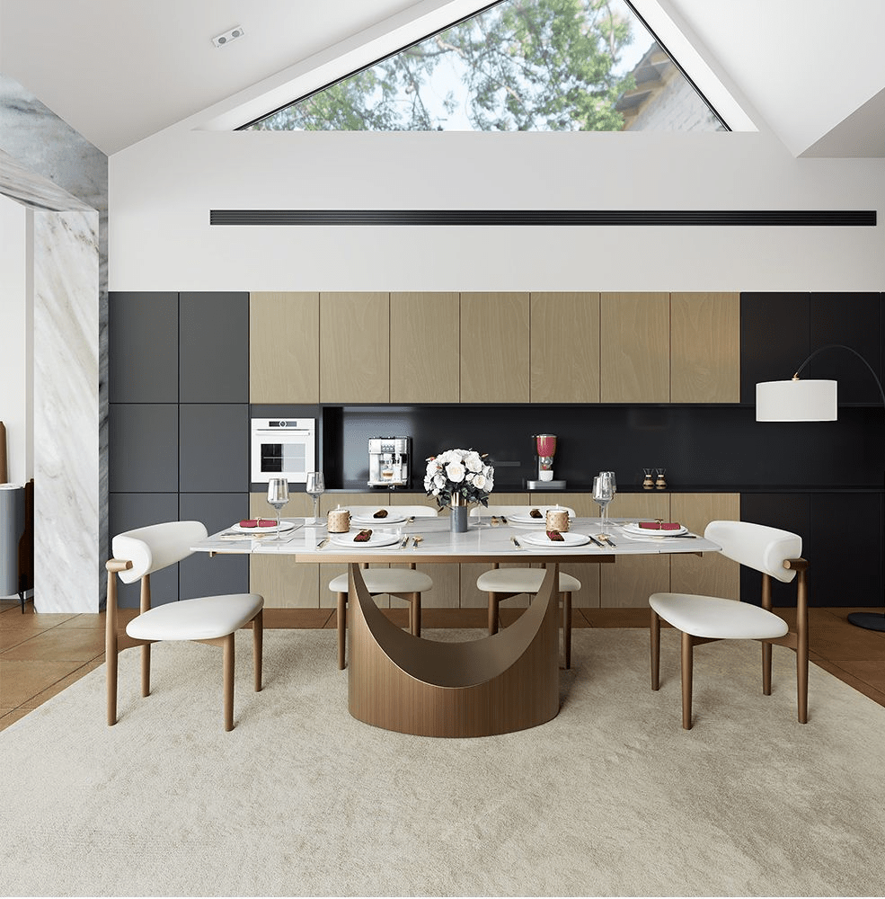 Hobart Extendable Glossy Sintered Stone Rectangular Dining Table - Exclusivia