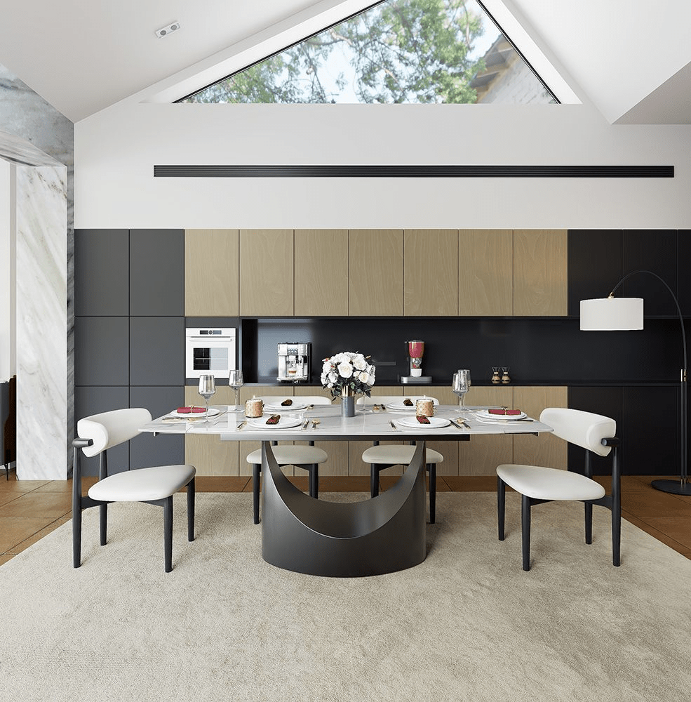 Hobart Extendable Glossy Sintered Stone Rectangular Dining Table - Exclusivia