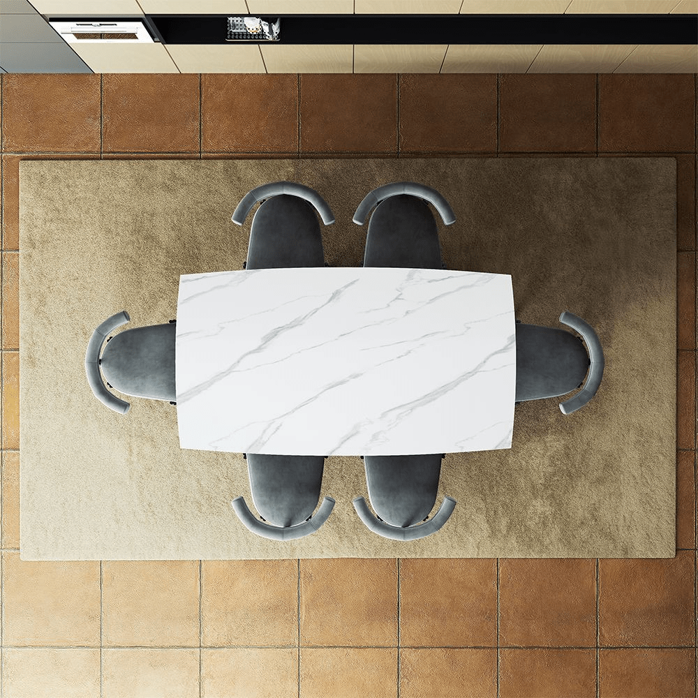 Hobart Extendable Glossy Sintered Stone Rectangular Dining Table - Exclusivia