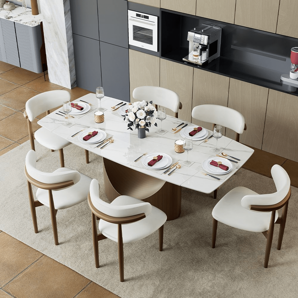 Hobart Extendable Glossy Sintered Stone Rectangular Dining Table - Exclusivia