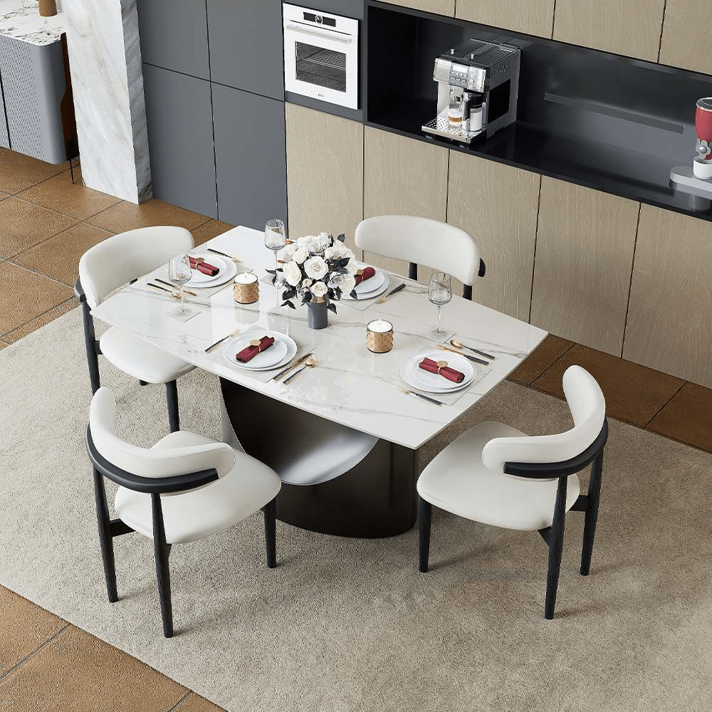 Hobart Extendable Glossy Sintered Stone Rectangular Dining Table - Exclusivia