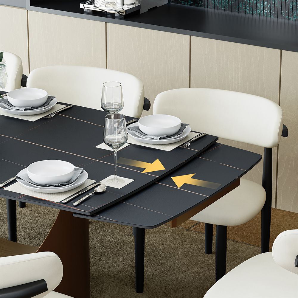 Hobart Extendable Glossy Sintered Stone Rectangular Dining Table - Exclusivia