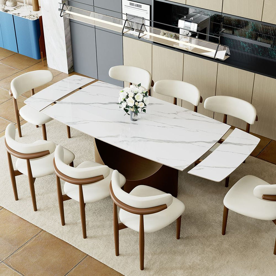 Hobart Extendable Glossy Sintered Stone Rectangular Dining Table - Exclusivia
