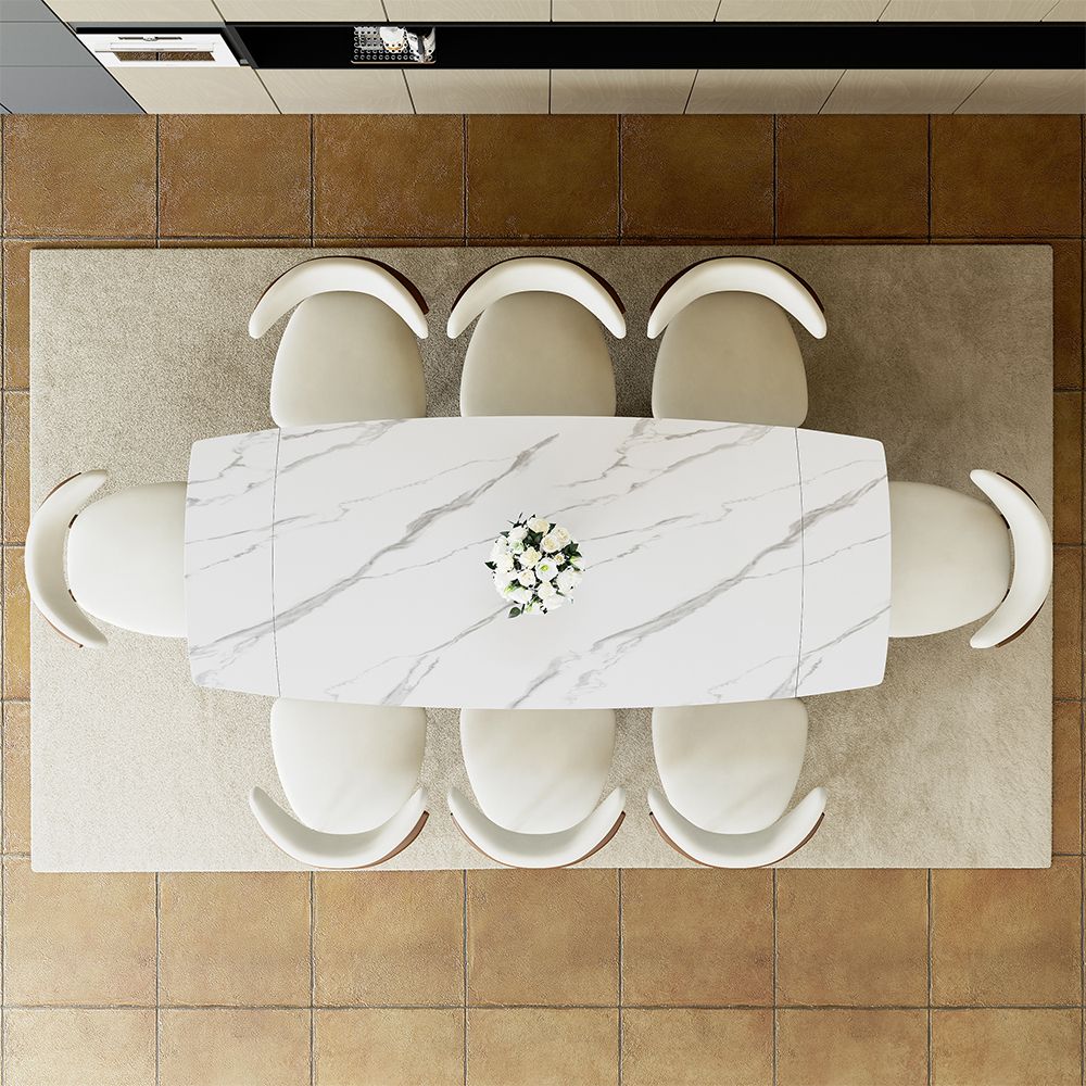 Hobart Extendable Glossy Sintered Stone Rectangular Dining Table - Exclusivia