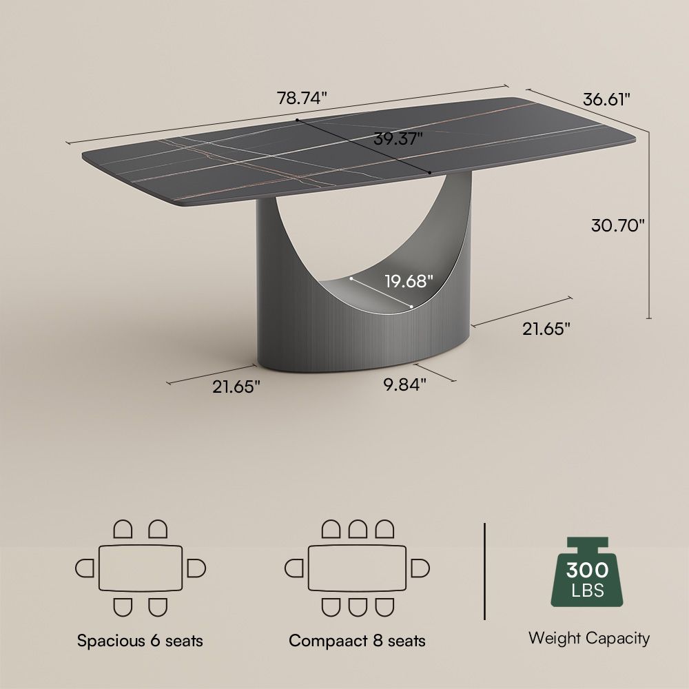 Hobart Extendable Glossy Sintered Stone Rectangular Dining Table - Exclusivia