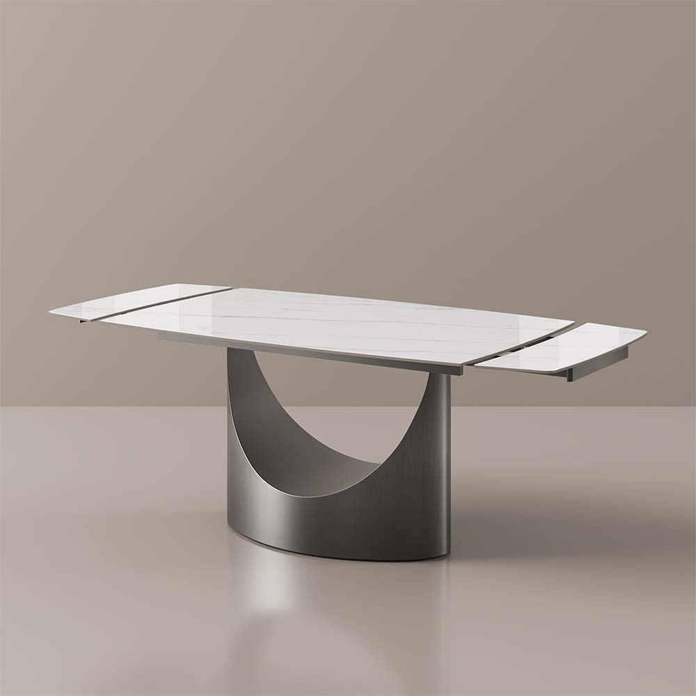 Hobart Extendable Glossy Sintered Stone Rectangular Dining Table - Exclusivia