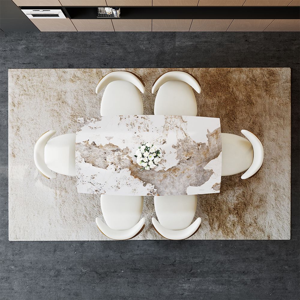 Hobart Extendable Glossy Sintered Stone Rectangular Dining Table - Exclusivia