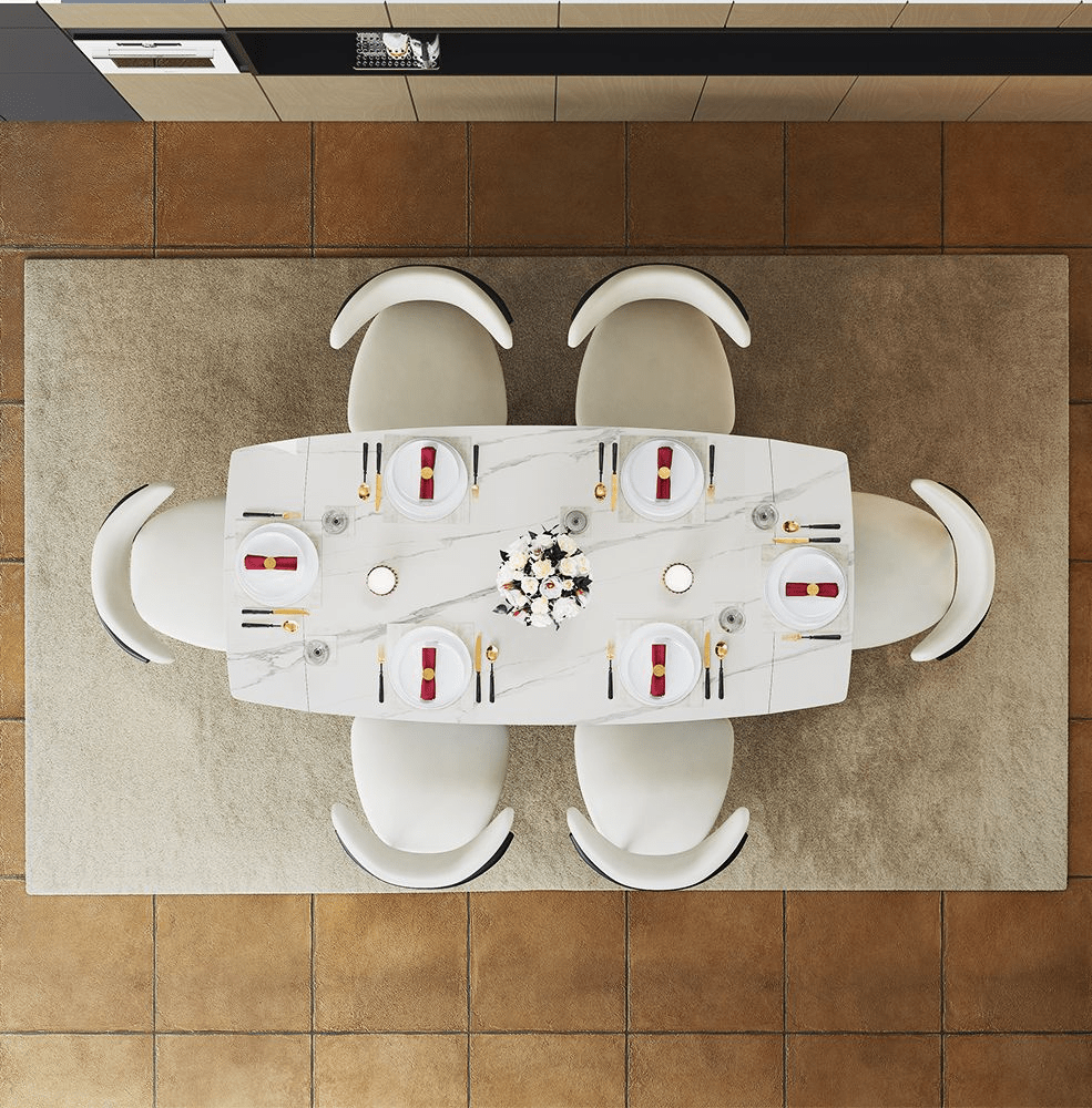 Hobart Extendable Glossy Sintered Stone Rectangular Dining Table - Exclusivia