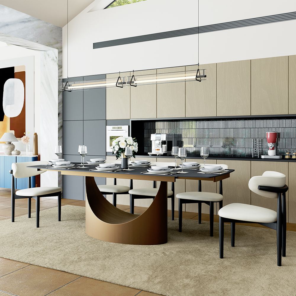 Hobart Extendable Glossy Sintered Stone Rectangular Dining Table - Exclusivia