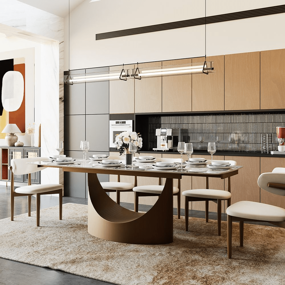 Hobart Extendable Glossy Sintered Stone Rectangular Dining Table - Exclusivia