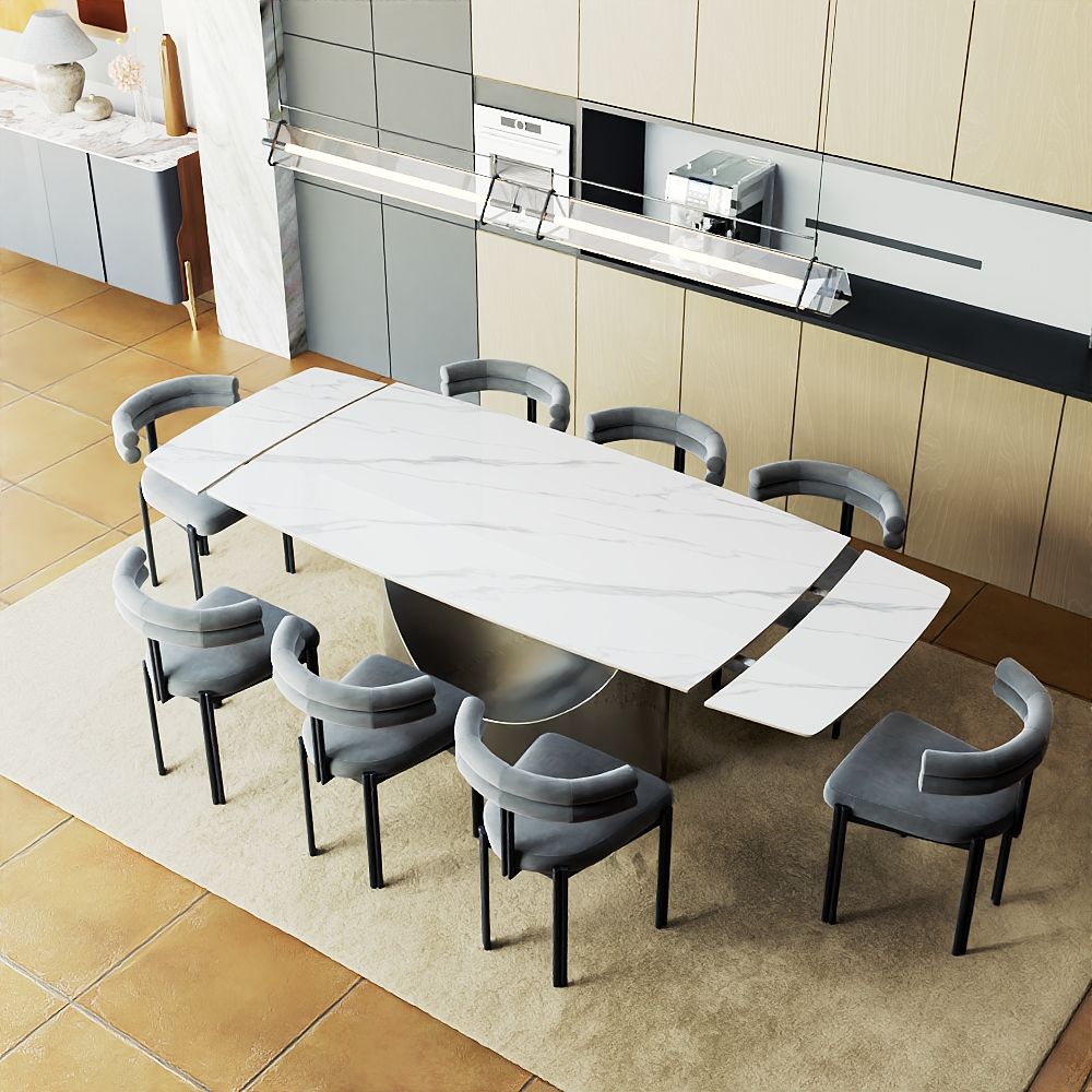 Hobart Extendable Glossy Sintered Stone Rectangular Dining Table - Exclusivia