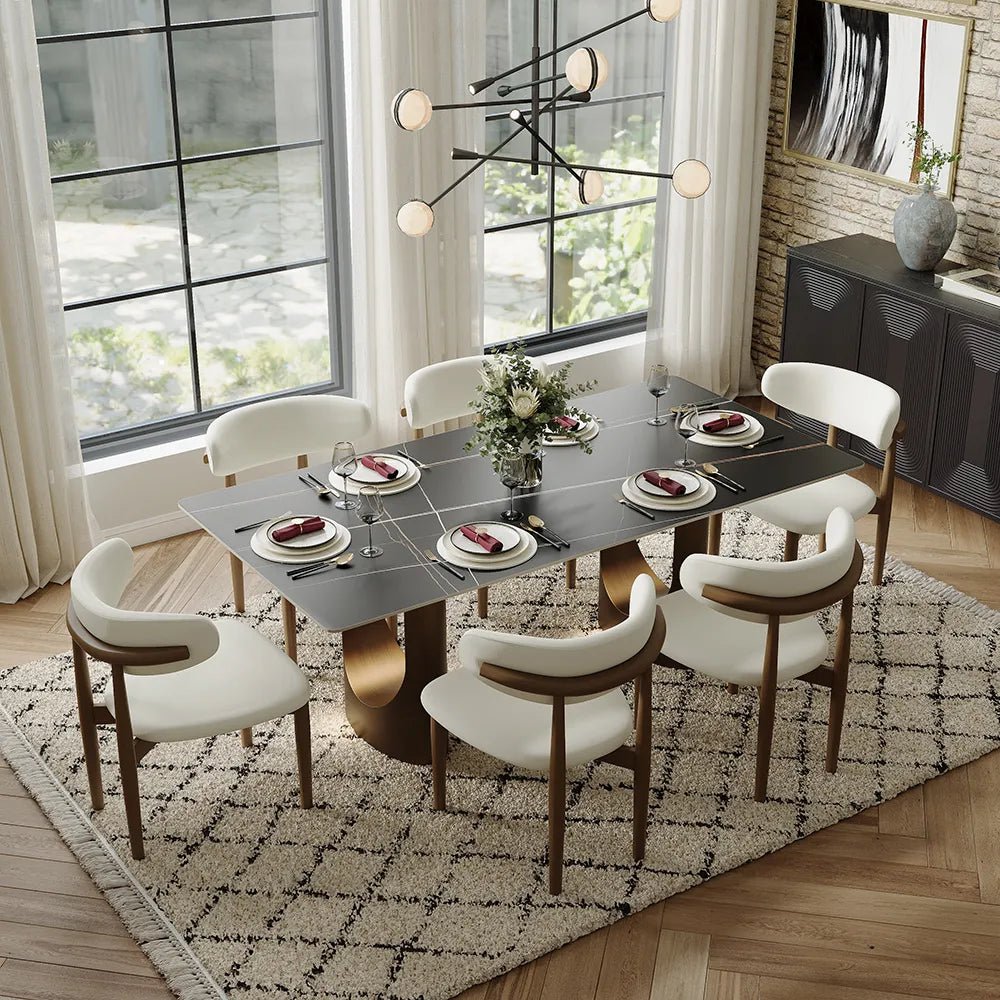Hobart Glossy Sintered Stone Dining Table - Exclusivia