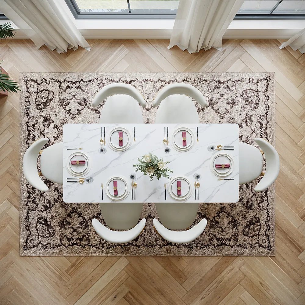 Hobart Glossy Sintered Stone Dining Table - Exclusivia