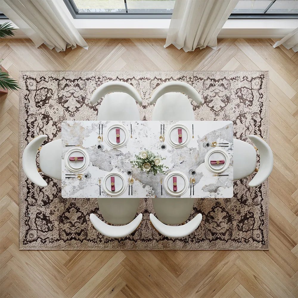 Hobart Glossy Sintered Stone Dining Table - Exclusivia