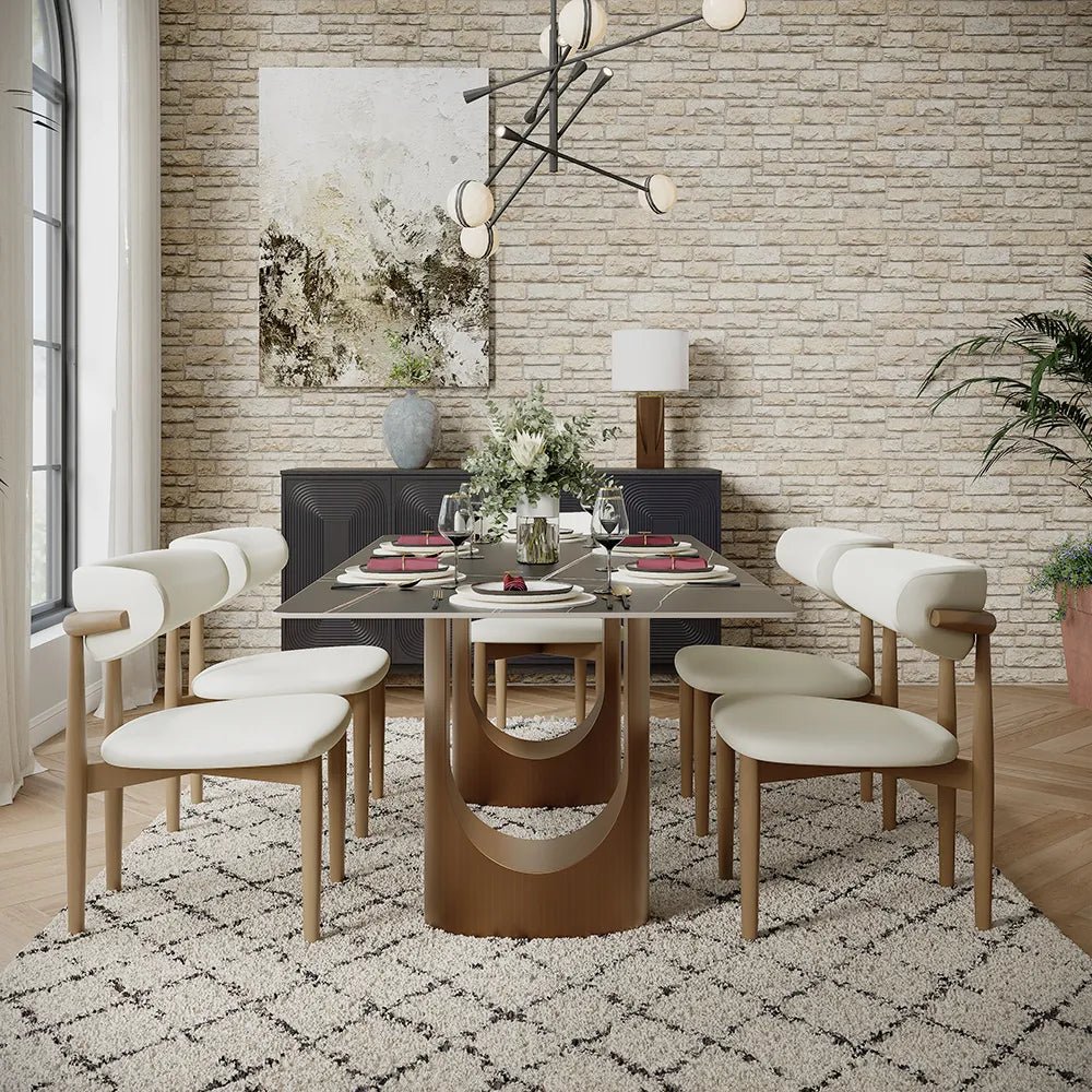 Hobart Glossy Sintered Stone Dining Table - Exclusivia