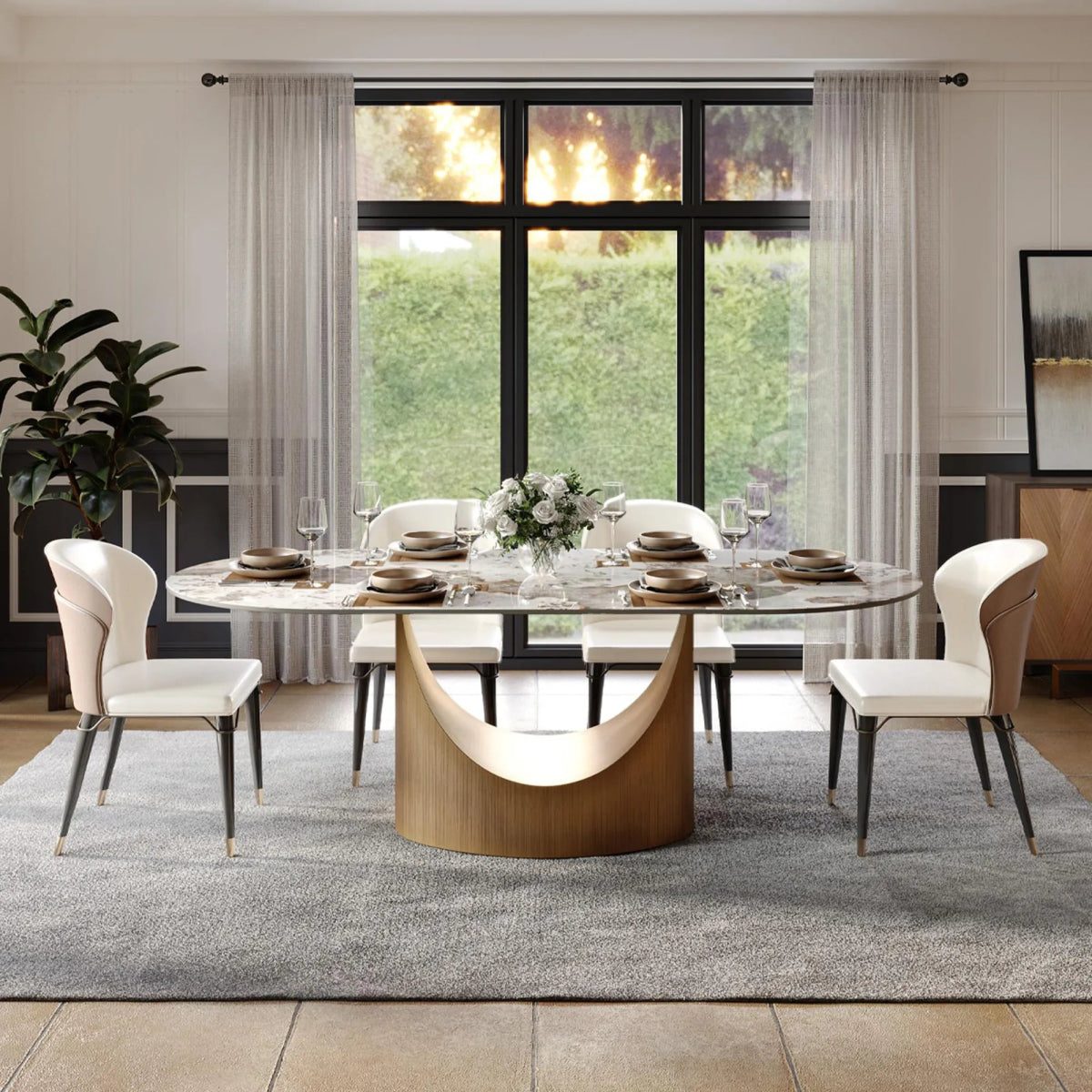Hobart Luxe Stone Dining Table - Exclusivia