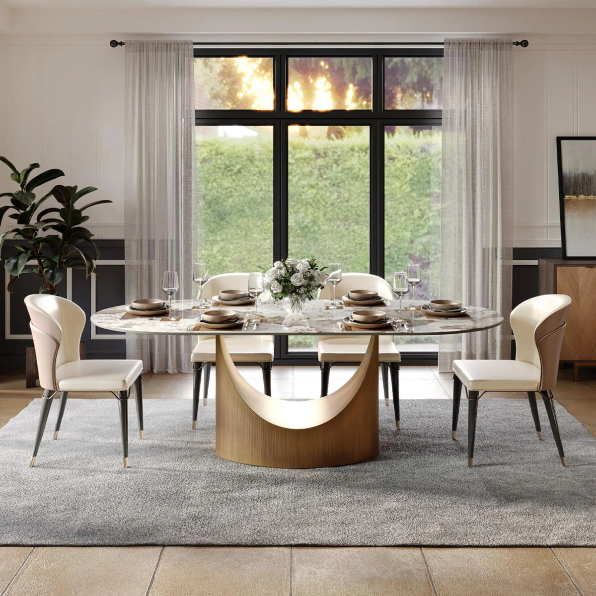 Hobart Luxe Stone Dining Table - Exclusivia