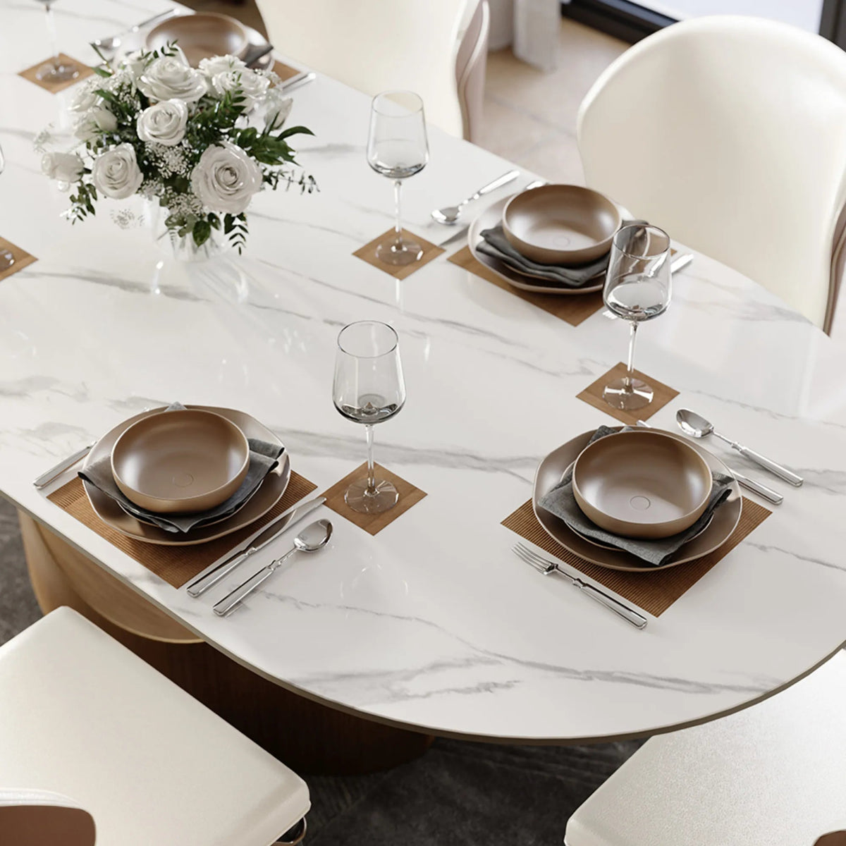 Hobart Luxe Stone Dining Table - Exclusivia