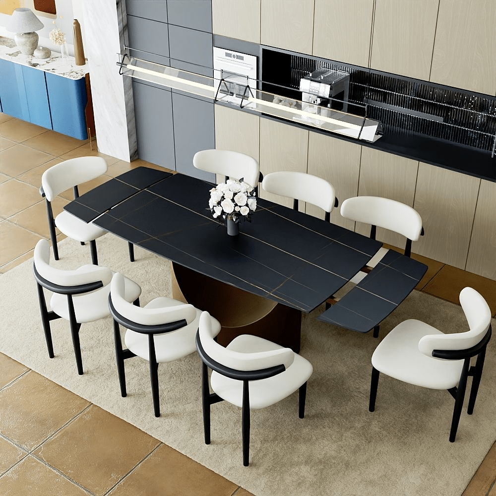 Hobart Pandora Gloss Sintered Stone Extendable Dining Table - Exclusivia