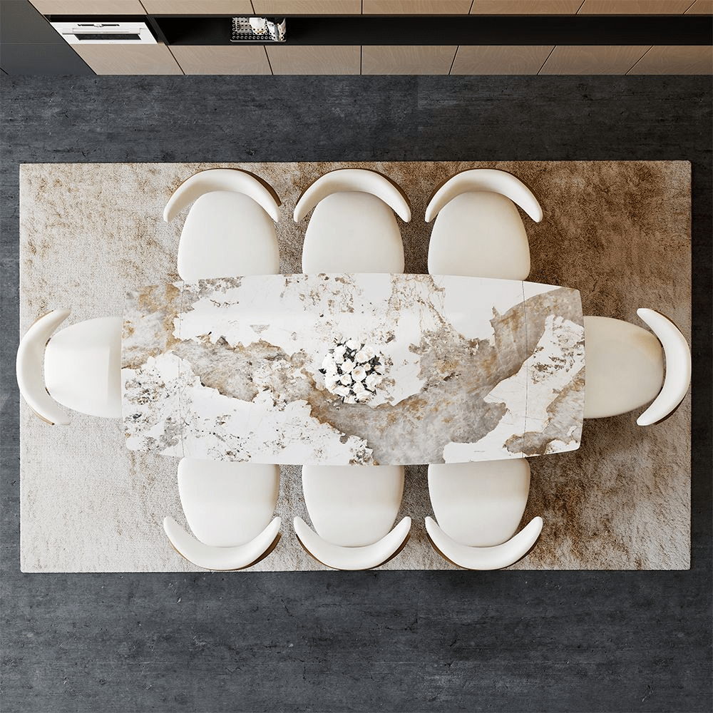 Hobart Pandora Gloss Sintered Stone Extendable Dining Table - Exclusivia