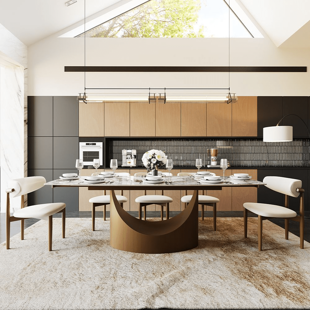 Hobart Pandora Gloss Sintered Stone Extendable Dining Table - Exclusivia