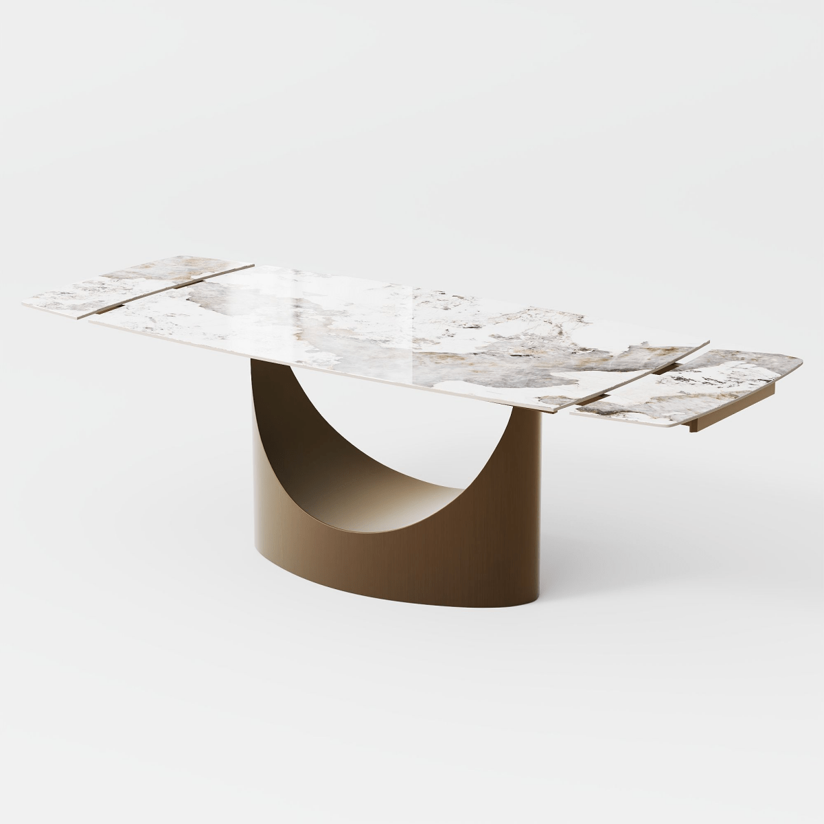 Hobart Pandora Gloss Sintered Stone Extendable Dining Table - Exclusivia