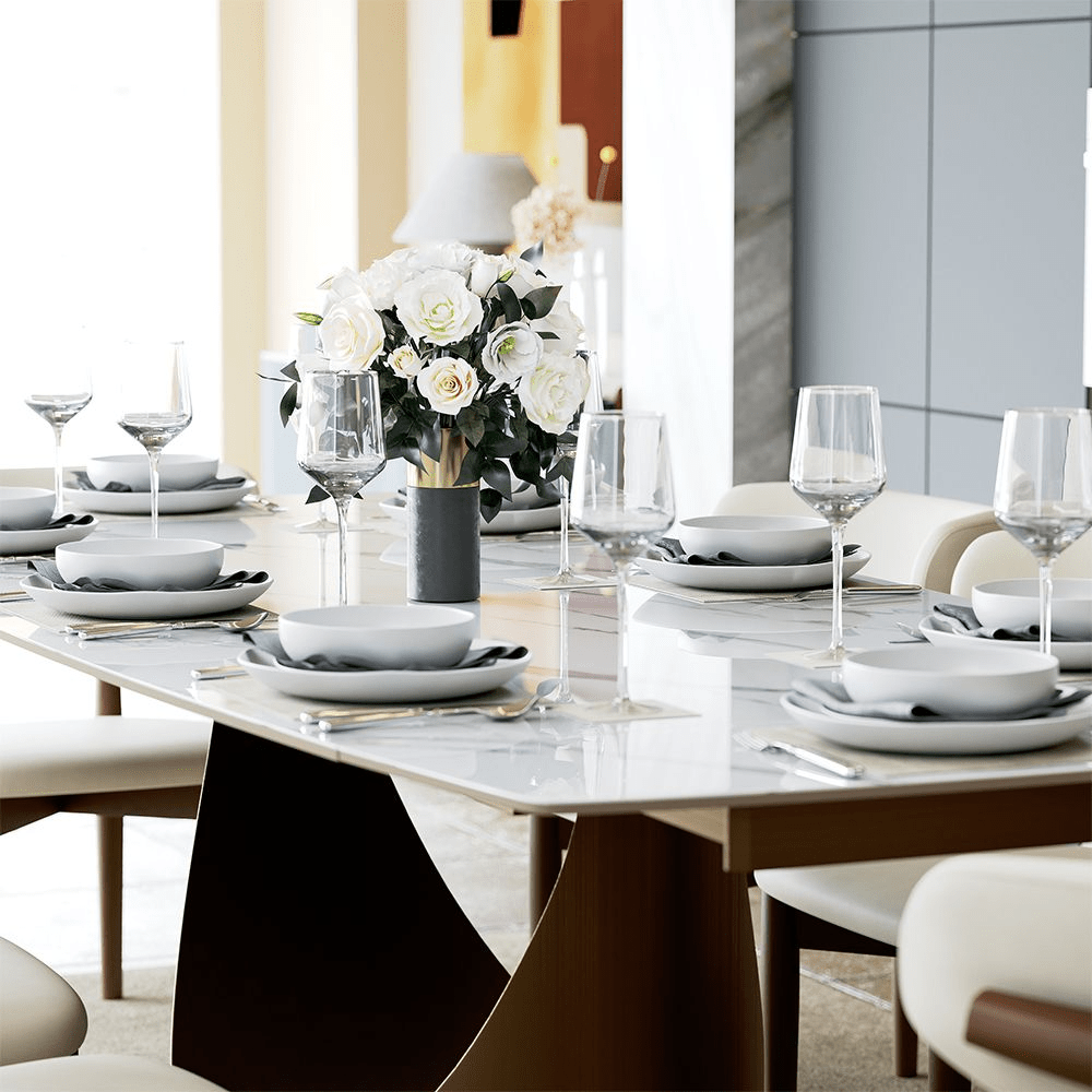 Hobart Pandora Gloss Sintered Stone Extendable Dining Table - Exclusivia