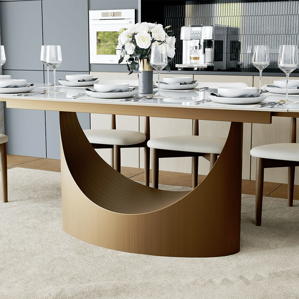 Hobart Pandora Gloss Sintered Stone Extendable Dining Table - Exclusivia