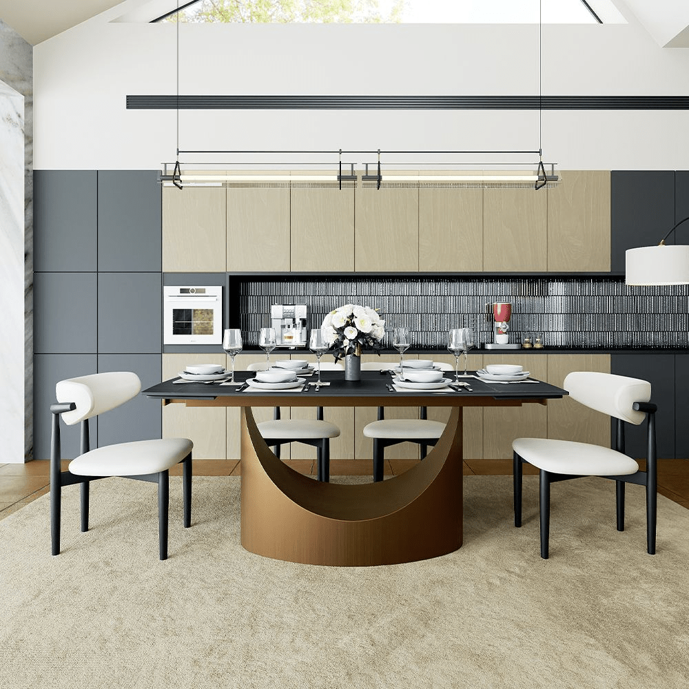 Hobart Pandora Gloss Sintered Stone Extendable Dining Table - Exclusivia