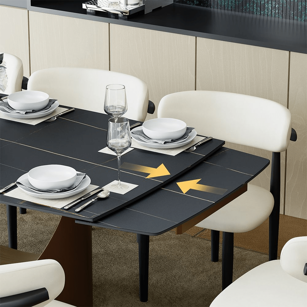 Hobart Pandora Gloss Sintered Stone Extendable Dining Table - Exclusivia