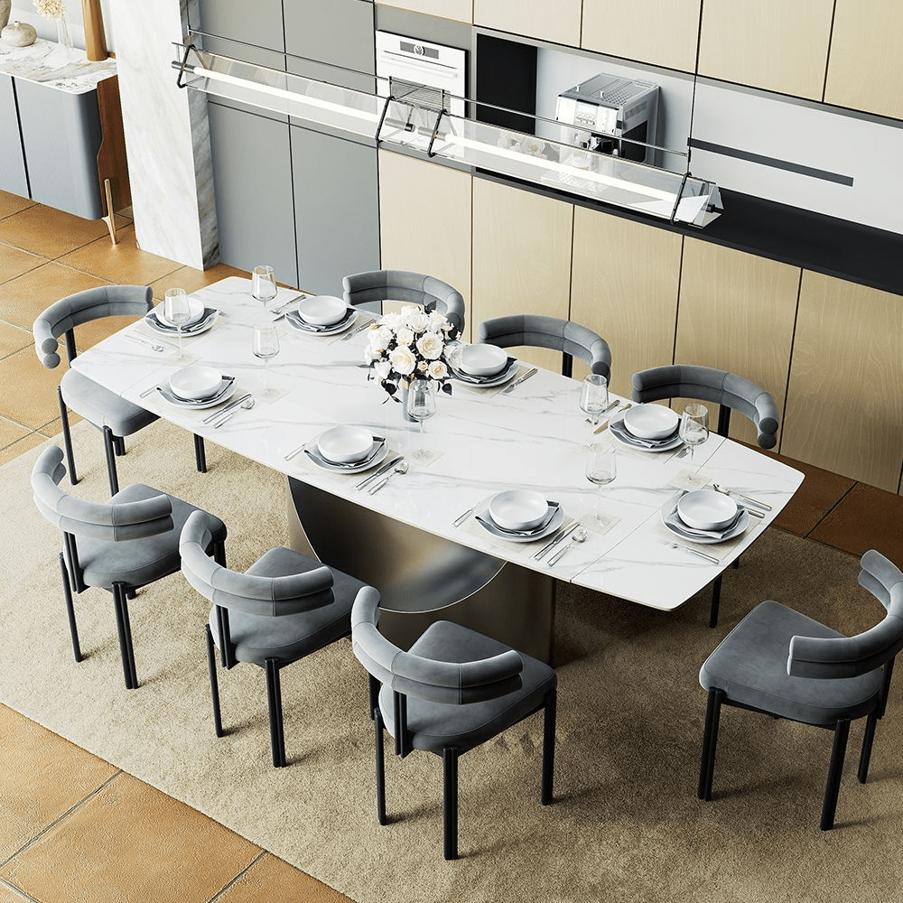 Hobart Pandora Gloss Sintered Stone Extendable Dining Table - Exclusivia