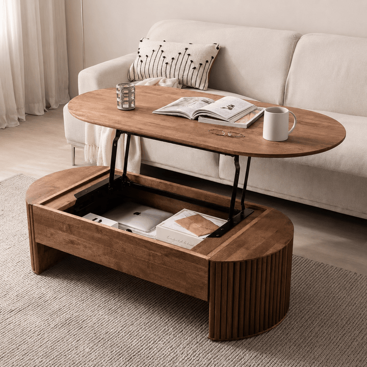 Hoshi Japandi Solid Wood Lift Coffee Table - Exclusivia