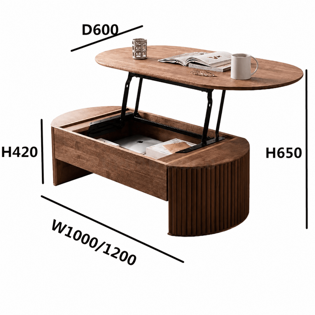 Hoshi Japandi Solid Wood Lift Coffee Table - Exclusivia