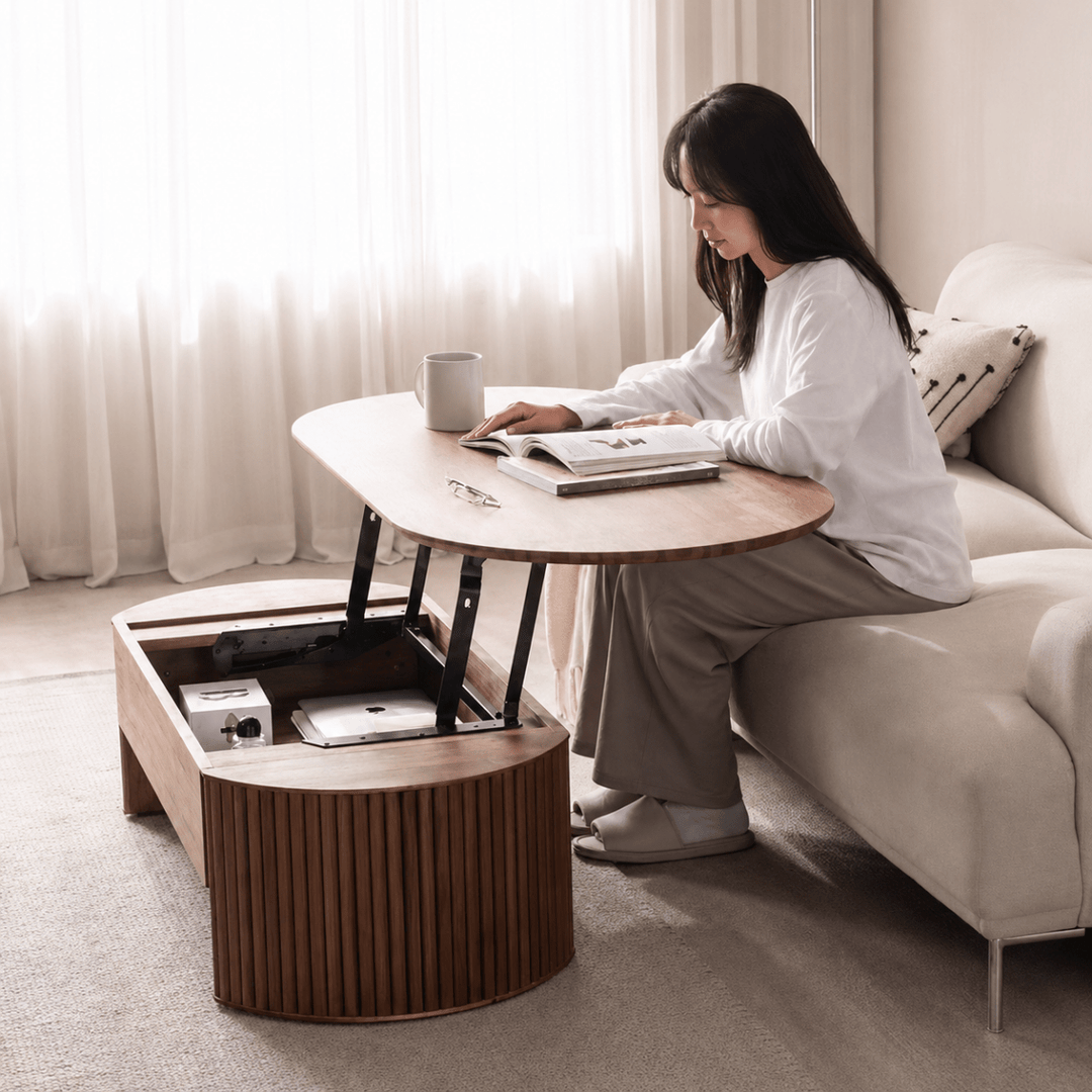 Hoshi Japandi Solid Wood Lift Coffee Table - Exclusivia