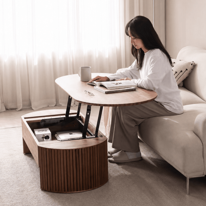 Hoshi Japandi Solid Wood Lift Coffee Table - Exclusivia