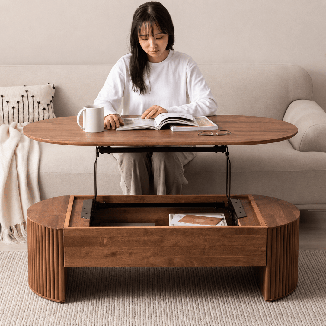 Hoshi Japandi Solid Wood Lift Coffee Table - Exclusivia