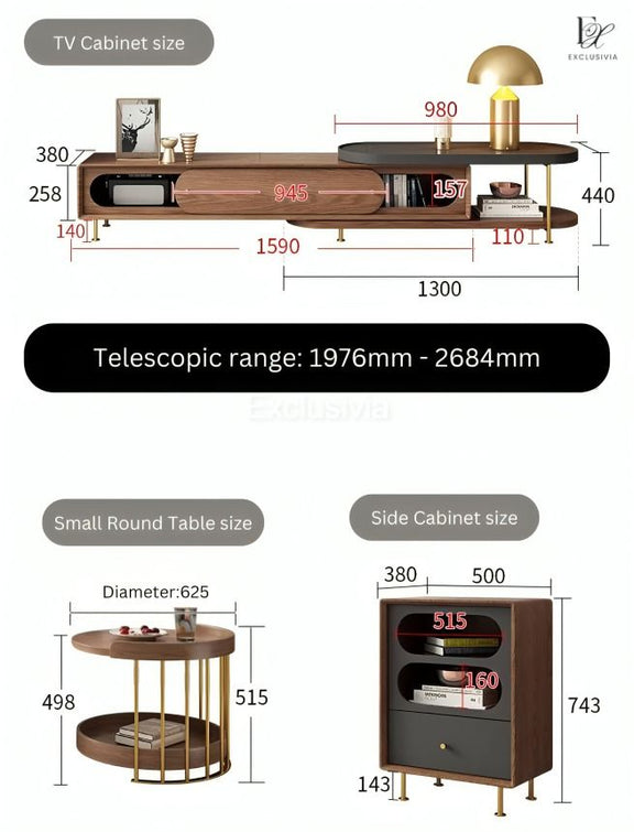 HOWNELL Modern Coffee Table & TV Console - Exclusivia