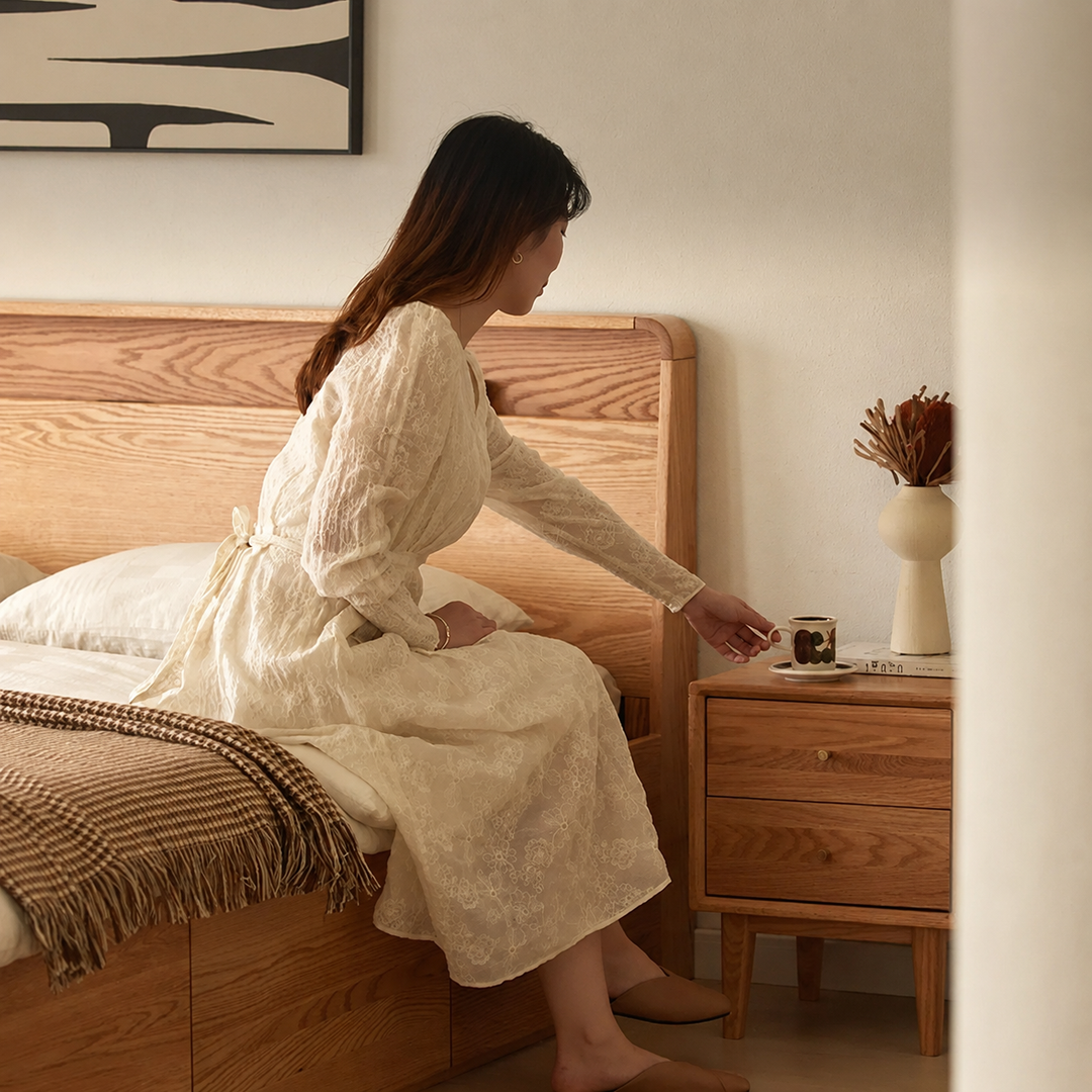 Luna Storage Wood Bed