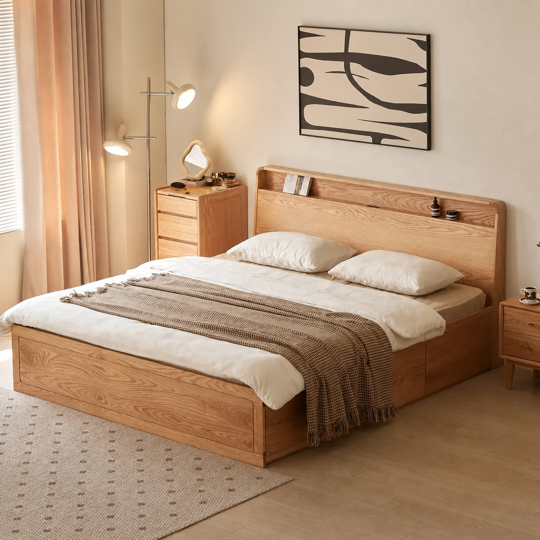 Luna Storage Wood Bed