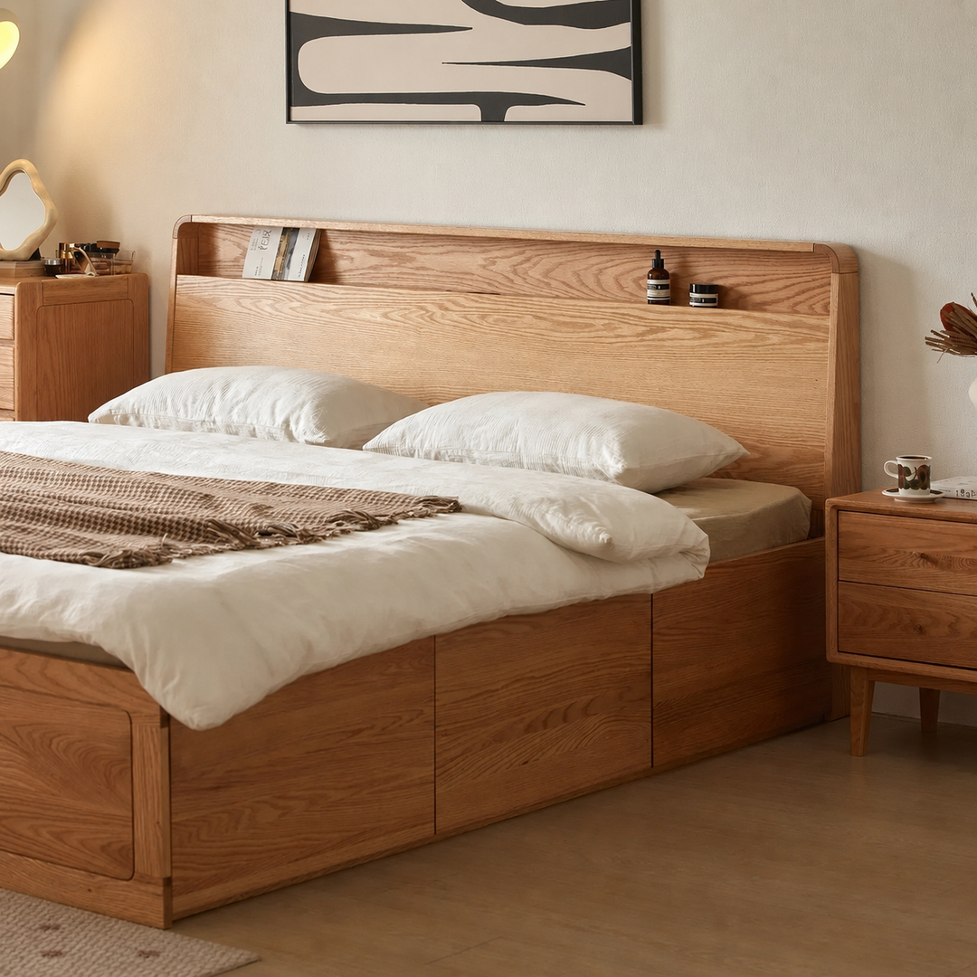 Luna Storage Wood Bed