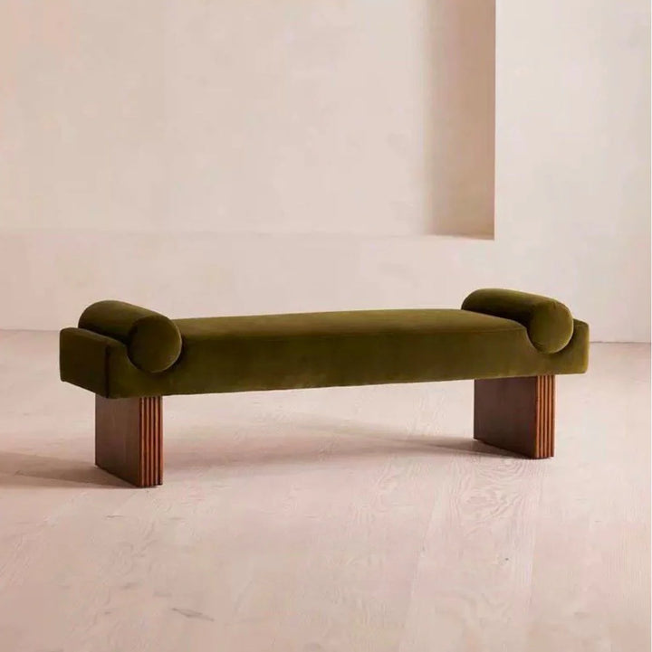 KAVEN Ashwood Velvet Bench