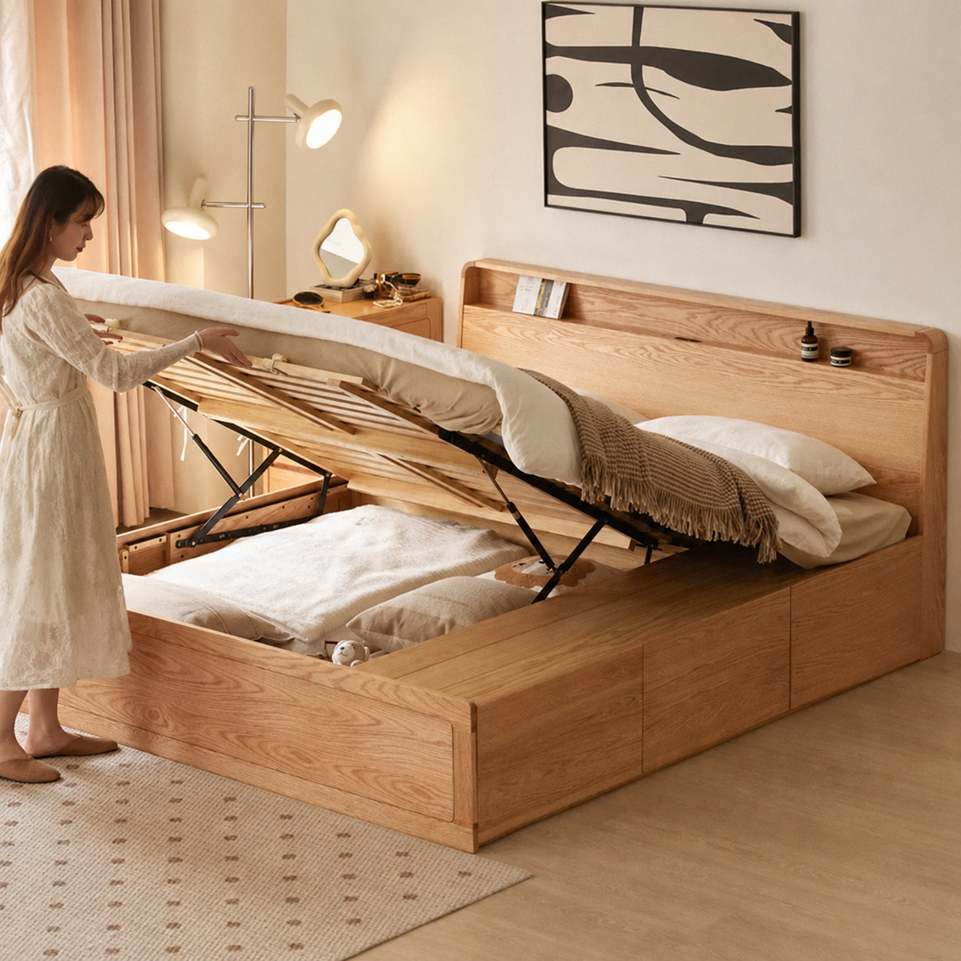 Luna Storage Wood Bed