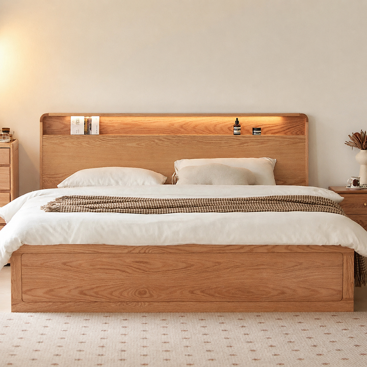 Luna Storage Wood Bed