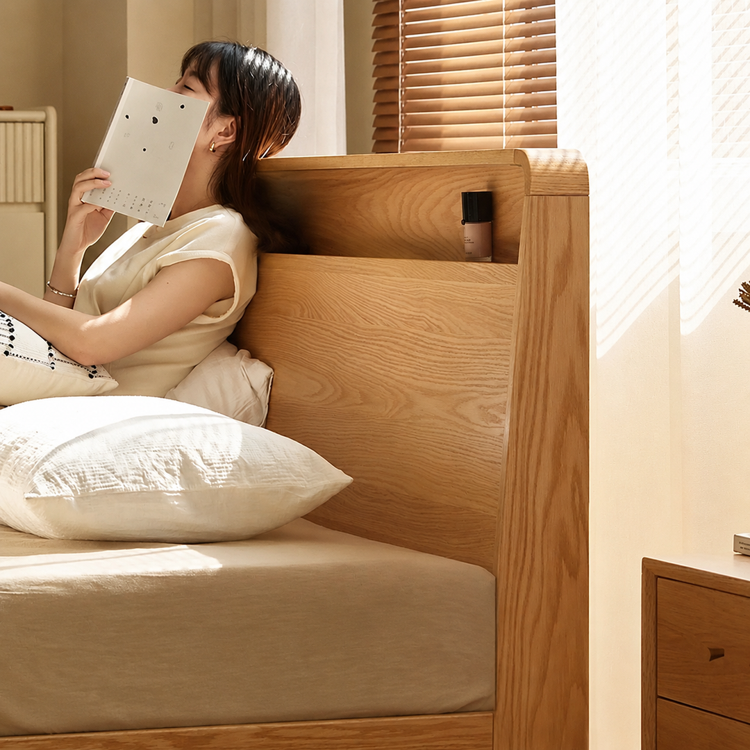 Luna Storage Wood Bed