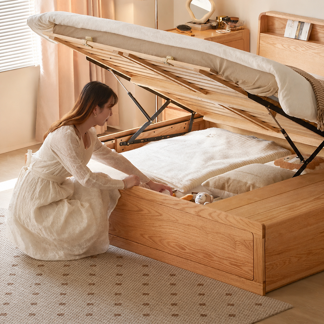 Luna Storage Wood Bed