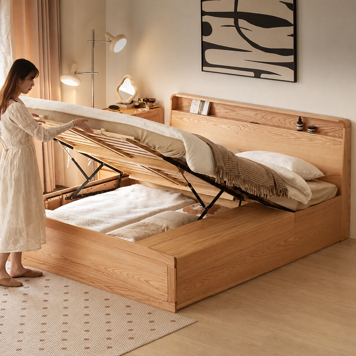 Luna Storage Wood Bed