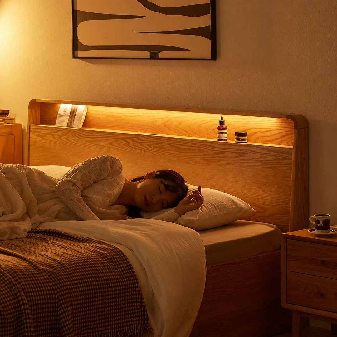 Luna Storage Wood Bed